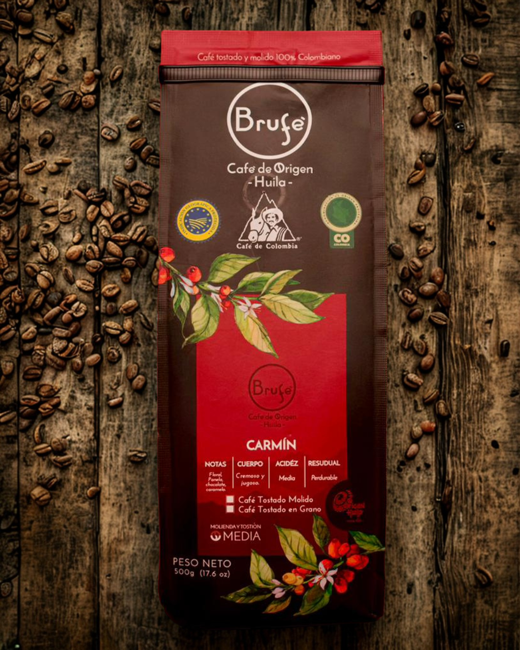 Café Brufe Castillo 250G Y 500G MOLIDO, café de especialidad colombiano variedad Castillo