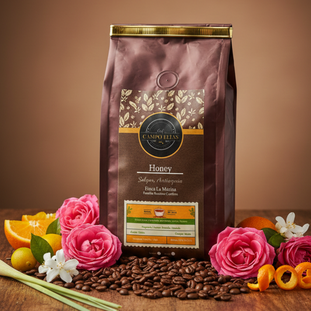 Café Campo Elías Castillo Honey en grano/molido, presentaciones 250g y 500g, café de especialidad colombiano