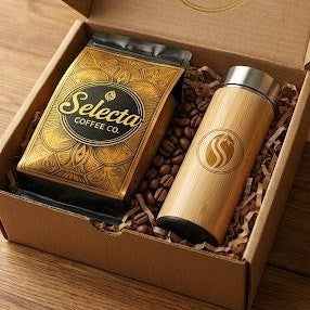 Termo de bambú con recubrimiento metálico de alta calidad +
Café premium de tu elección