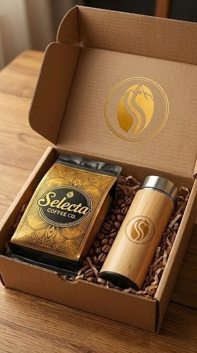 Termo de bambú con recubrimiento metálico de alta calidad +
Café premium de tu elección
